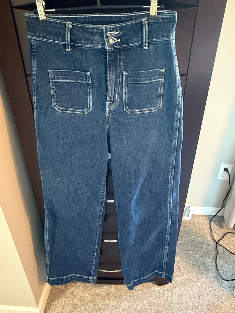 Old Navy Dark Blue High-Rise Straight-Leg Jeans
